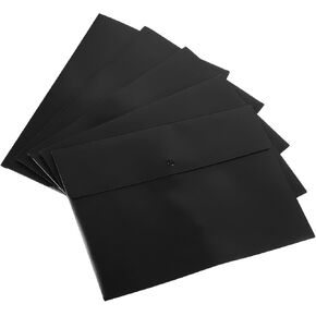 YOKIVE 10 Pack File Folders, A4 Size Envelope Files Bag Plastic Document Pockets with Snap Button, Great for Office(Black)
