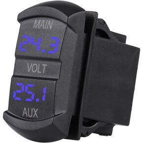 Qiilu Car LED Digital Panel, Dual Voltmeter Voltage Monitor 10-60V Universal for Pickup RV ATV Battery