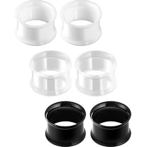 OUFER 6PCS Acrylic Ear Gauges, Mix-color Double Flared Ear Tunnels Plugs, UV Stretcher Expander Ear Piercing Jewelry For Women Men