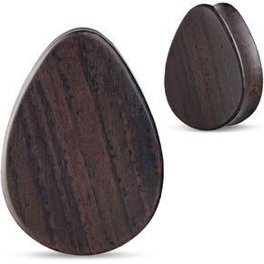 COOEAR Tear Drop Ear Tunnel and Plugs, Double Flared Earrings Piercing Expander Stretchers Wooden Gauges Body Jewelry.