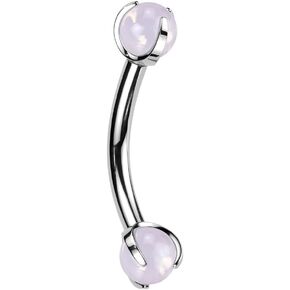 Pierced Owl 16GA ASTM F-136 Implant Grade Titanium Internally Threaded Claw Set Natural Stone Ends Curved Barbell