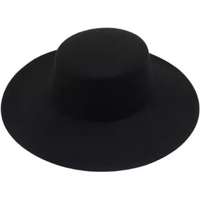 Felt Jazz Hat Flat Top Wide Brim Hat Porkpie Fedora Hat Classic Black Fedora Hat Polyester Top Hat Girl Boater Hat for Women