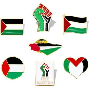 7 Pieces Palestine Flag Lapel Pin Set Palestinian Flag Pins Support Palestine Badge Hat Clothing Backpack