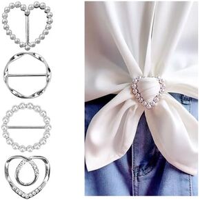 4PCS Scarf Ring Clip Shirt Clip T-shirt Ties Clips Clothes Corner Knotted Button for Women