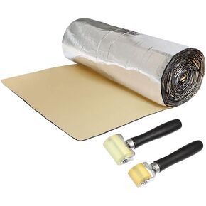 uxcell 1 Set Car Sound Insulation Mat 5mm Door Hood Engine Heat Insulation W/ Roller Push Tool 152x100cm 60"x40"