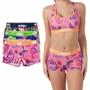 PSD Womens Moody Pop Boy Shorts Underwear for Women - Mixed Print Pack of Boyshort Underwear - 3 Pack Cotton Boyshort Underwear for Women, Women's Boy Shorts for Women Cotton