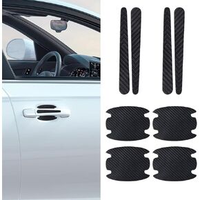 8PCS Car Door Handle Protector, Carbon Fiber Anti-Scratches Car Door Cup Protector, Non-Marking Auto Door Handle Protective Film, Universal Automotive Exterior Accessories for Most Car (Black)