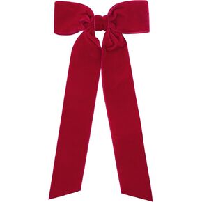 Wee Ones Girls Velvet Bowtie with Plain Wrap and Streamer Tails