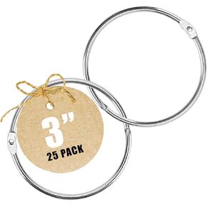 Performore Durable Silver Loose Leaf Rings, 3 Inch (75mm) Diameter, 25 Pack – Perfect for Organizing, Binding, and Crafting in Kuwait