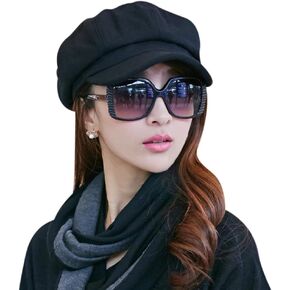 Women Newsboy Hat Baker-Boy Style Visor Berets Gatsby Cabbie Hat Ivy Peaked Flat Cap 8 Panel Merino Wool Hat