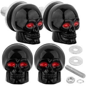 Skull License Plate Bolts Universal Car Truck Motorcycle License Plate Screws Fasteners 8Pack,Tag Bolts Screws for License Plate Replacement Kit (Chrome-8pcs)