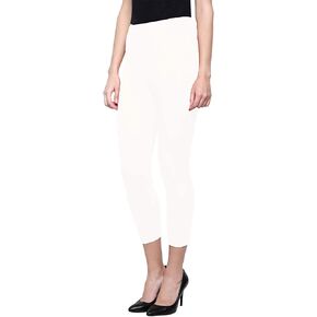 Kolakeer™ Women's 7/8 Length Leggings - Solid Lycra Cotton Yoga Pants (White, XXL)
