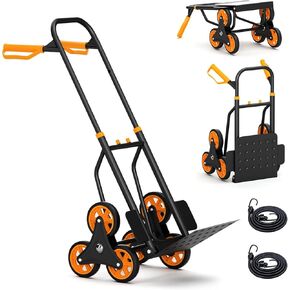 Stair Climbing Cart and Dolly,Heavy Duty Hand Truck 440 Lbs Capacity with Telescoping Handle and 6 Rubber Wheels for Shopping,Moving,Family,Office Use