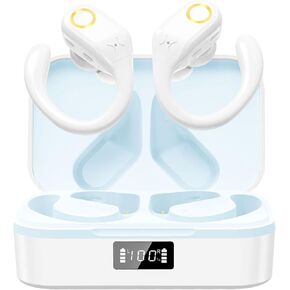 Wireless Earbuds, Bluetooth 5.3 Headphones, HiFi Stereo Support Bass Booster Mode, 60H Playtime, LED Display USB-C Charge, Button Control, IPX7 Waterproof Sweatproof for Sport Workout Running Gym