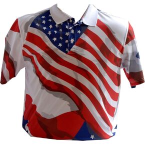 Men's Golf Shirt Patriotic American Flag Design