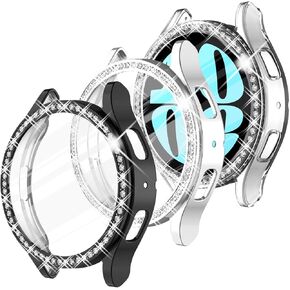 Surace Soft TPU Case for Galaxy Watch 5 & Galaxy Watch 4 40mm Screen Protector Case, Bling Crystal Diamond Protective Bumper for Samsung Galaxy Watch 4 5 40mm, 5 Packs