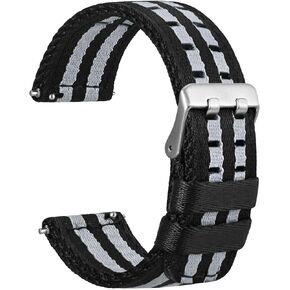 WOCCI Double Holes Nylon Watch Bands, Silky Nylon Straps, Quick Release, Compatible Watch Lug Width 18mm 20mm 22mm