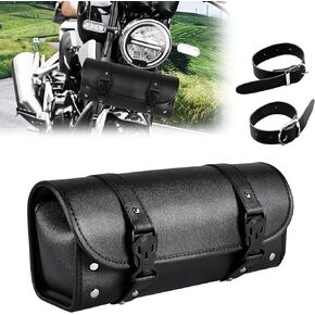 Universal Motorcycle Handlebar Bag Saddlebags PU Leather Motorcycle Front Fork Bag Sissybar Storage Motorcycle Tool Bag Roll Bag