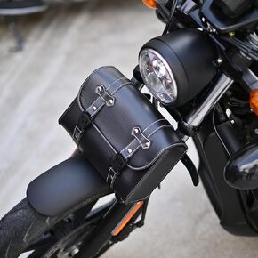 Universal Motorcycle Handlebar Bag Saddlebags PU Leather Motorcycle Front Fork Bag Sissybar Storage Motorcycle Tool Bag Roll Bag