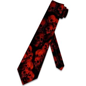 Skull Ties Mens Halloween Necktie Red Skull Tie for Men Skeleton Neckties