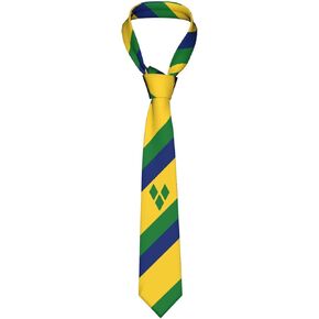 Saint Vincent And The Grenadines Flag Striped Necktie Men'S Neck Ties Mens Party Business Neckties Soft Skil Tie