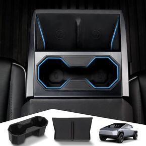 2Pcs Center Console Silicone Pad for Wireless Charging Space and Cup Holder Insert for Cybertruck Center Console Interior Accessories Central Console Protection Mat Anti-Slip