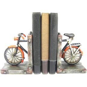 Decorative Vintage Bicycle Bookends, Unique Heavy Duty Resin Bike Book Ends for Heavy Books Antique Home Office Desk Shelves Decoration