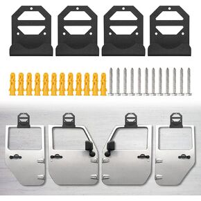 Door Hanger Storage Bracket Wall-Mounted Removable Rack Compatible with Jeep Wrangler 1956-2020 CJ YJ TJ LJ JK JKU JL JLU (Set of 4 Hangers)