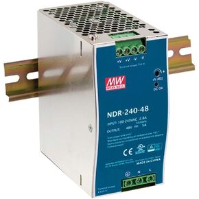 LINOVISION Mean Well NDR-240-48 48V 5 Amp 240W Industrial DIN Rail Power Supply PFC，90V to 264V AC Input