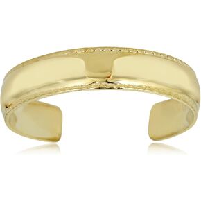 AVORA 10K Yellow Gold Adjustable Toe Ring with Fancy Milgrain Border