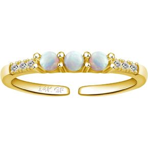 14K Gold Filled Toe Rings for Women Gold Opal Toe Rings Adjustable Summer Beach Open Opal Toe Rings Foot Jewelry for Summer