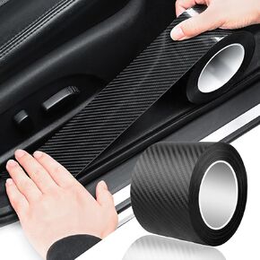 Car Door Edge Trim,Universal Door Sill Protector,Carbon Fiber Front/Rear Bumper Guard,Automotive Scratch Cover Strip Sticker,Car Exterior Accessories for Most Cars(1.97" x33FT,Carbon Fiber)