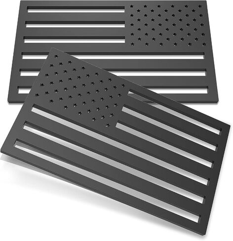 2 Pack 3D American Flag Sticker, 4mm Thickness Acrylic Cut-Out USA Car Military Patriotic Emblem, Matte Black Bumper Stickers Decal for Car Truck SUV (One Left and One Right in Saudi Arabia