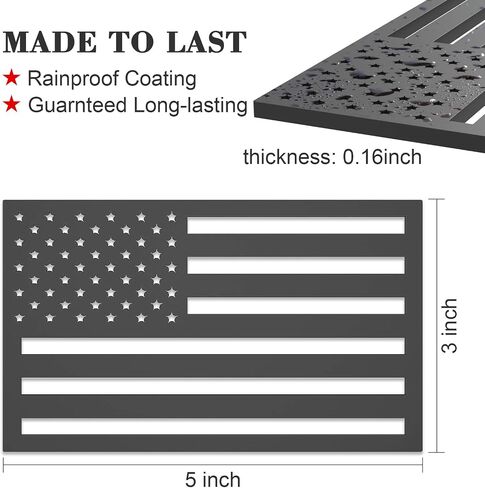 2 Pack 3D American Flag Sticker, 4mm Thickness Acrylic Cut-Out USA Car Military Patriotic Emblem, Matte Black Bumper Stickers Decal for Car Truck SUV (One Left and One Right in Saudi Arabia