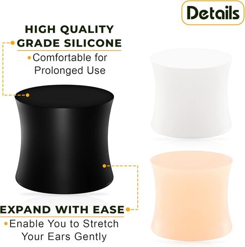 3 أزواج سيليكون أبيض وأسود مزدوج متوهج الجلد الداكن ثقب المجوهرات الأذن نقالة الصلبة المقابس اللحم القرط الفص in Kuwait