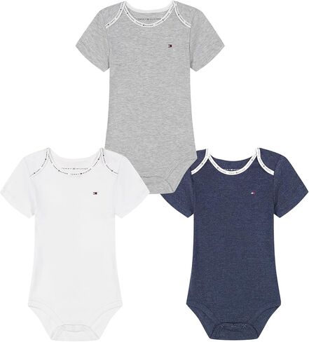 Tommy Hilfiger Baby Boys 3 Pack Short Sleeve Bodysuit3 Pack قصيرة الأكمام Bodysuit in Saudi Arabia