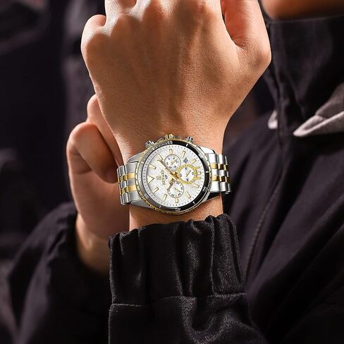 REWARD Men's Wrist Watches Fashion Business Dress Stainless Steel Wristwatch for Men (Chronograph/Waterproof/Luminous/Date) Sport Mens Quartz Watch Black/Silver/Blue/Green in Saudi Arabia