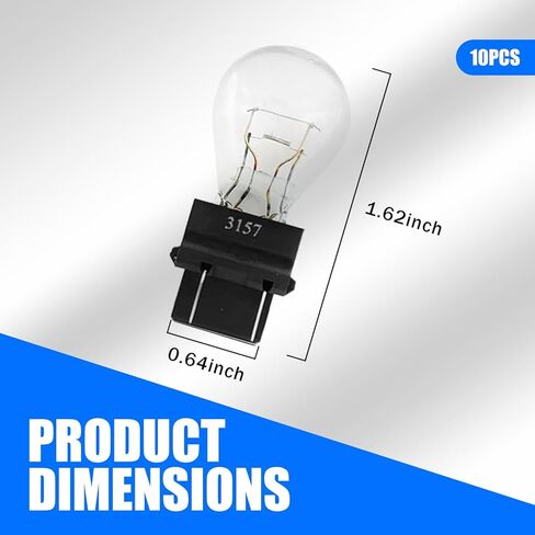 10 عبوات من مصابيح إضاءة ذيل السيارة 3157، استبدال مصابيح فرامل السيارة، تصميم مقاوم للماء فائق السطوع 12 فولت، ضوء عكسي عالمي للسيارات لشاحنة سيارات الدفع الرباعي (الضوء الأبيض) in Kuwait