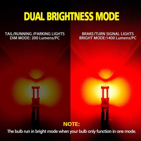 3157 3156 T25 3056 4157 1400 Lumens Super Bright Low Power LED Light Bulbs Replacements for Brake Stop Tail Turn signal Blinker Lights, Brilliant Red (Pack of 2) in Saudi Arabia
