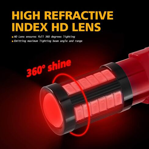 3157 3156 T25 3056 4157 1400 Lumens Super Bright Low Power LED Light Bulbs Replacements for Brake Stop Tail Turn signal Blinker Lights, Brilliant Red (Pack of 2) in Saudi Arabia