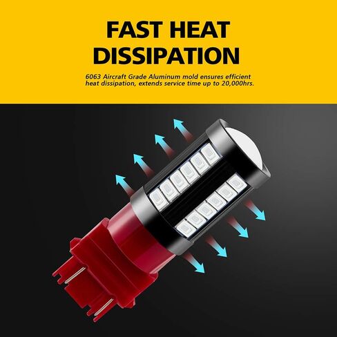 3157 3156 T25 3056 4157 1400 Lumens Super Bright Low Power LED Light Bulbs Replacements for Brake Stop Tail Turn signal Blinker Lights, Brilliant Red (Pack of 2) in Saudi Arabia