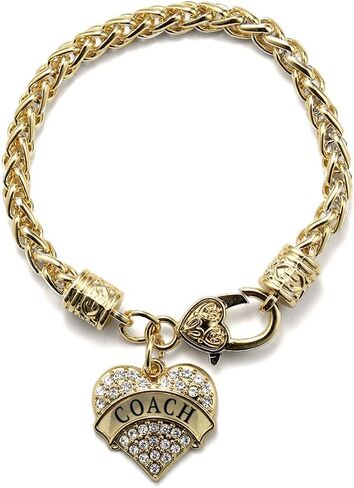 Inspired Silver - Gold Pave Heart Charm Bracelet with Cubic Zirconia Jewelry in Saudi Arabia