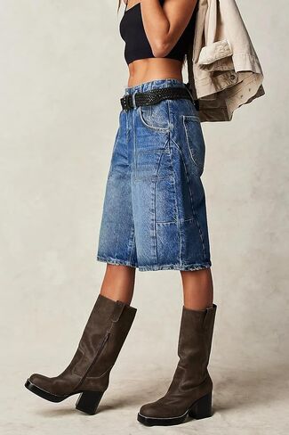 Women's Summer Jean Shorts Casual Barrel Bermuda Shorts Knee Length Loose Fit Baggy Denim Shorts in Kuwait