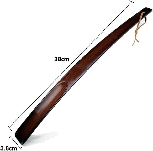 2 Pcs 15 Inches Long Handle Wooden Shoehorns Handhold Boot Shoe Horns Wood Shoe Spoons Lifters Shoe Helper Sticks with Hanging Loops in Saudi Arabia