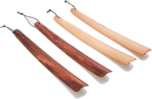 2 Pcs 15 Inches Long Handle Wooden Shoehorns Handhold Boot Shoe Horns Wood Shoe Spoons Lifters Shoe Helper Sticks with Hanging Loops in Saudi Arabia