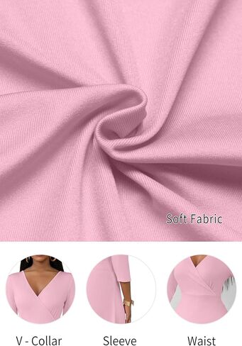 FANDEE Women's Formal Cocktail Dresses Wrap V Neck Church Party Dress for Wedding Guest in Saudi Arabia