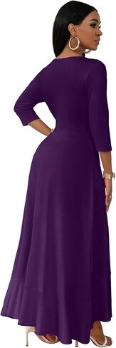 FANDEE Women's Formal Cocktail Dresses Wrap V Neck Church Party Dress for Wedding Guest in Saudi Arabia