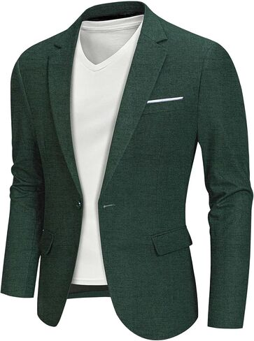 MY'S Men's Slim Fit One Button Linen Suit Blazer, Casual Sports Jacket, Lightweight Business Daily Coat. in Saudi Arabia