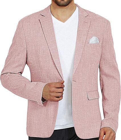 Men’s Blazer Casual Sport Coats Slim Fit Lightweight Suit Jacket One Button Summer Blazers with Pocket Square in Saudi Arabia