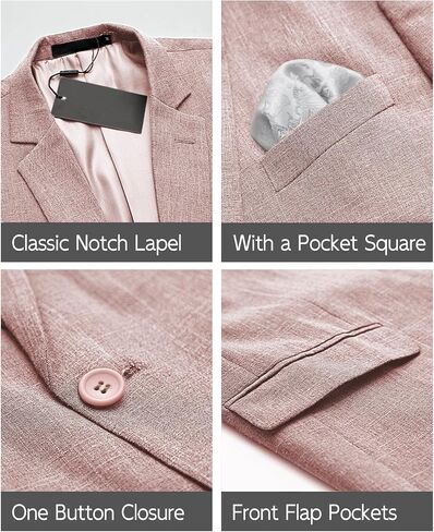 Men’s Blazer Casual Sport Coats Slim Fit Lightweight Suit Jacket One Button Summer Blazers with Pocket Square in Saudi Arabia